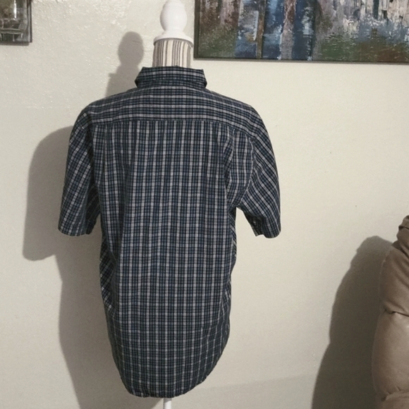 Men's Short Sleeve Button Down Shirt Medium Navy Blue - Picture 2 of 2